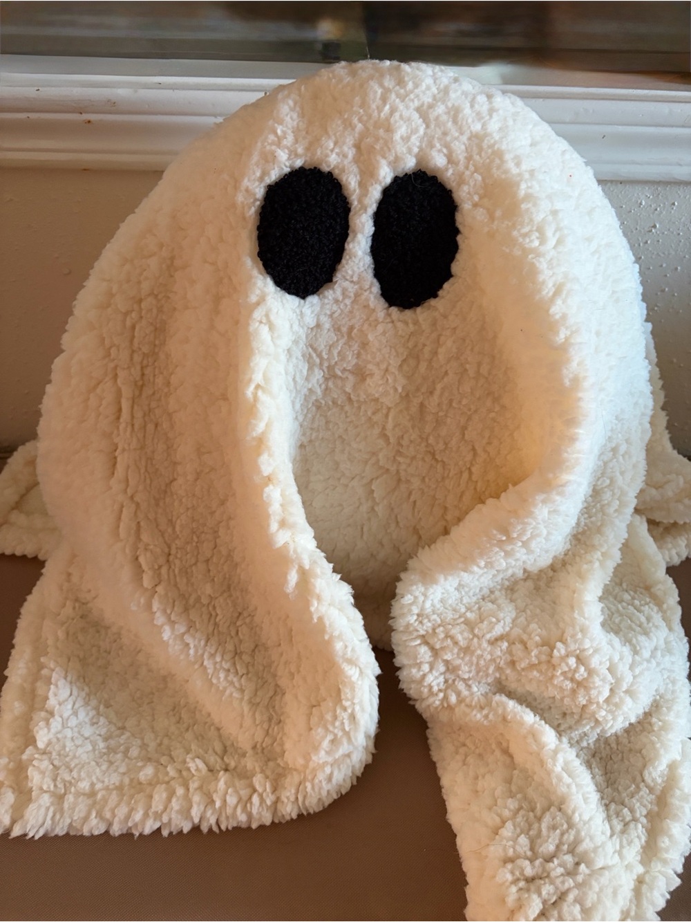 Cozy Cream Sherpa ghost pillow